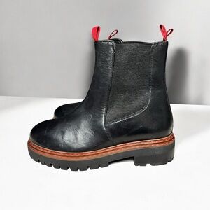 🌻NEW Her by Anthony Veer Black Leather Olivia Lug Sole Chelsea Boot Size 7
